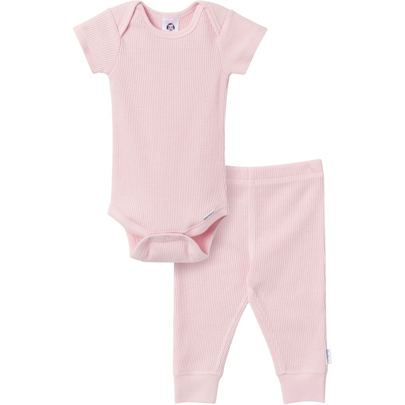 2-Piece Baby Girls Chalk Pink Onesies Bodysuit and Pants Set
