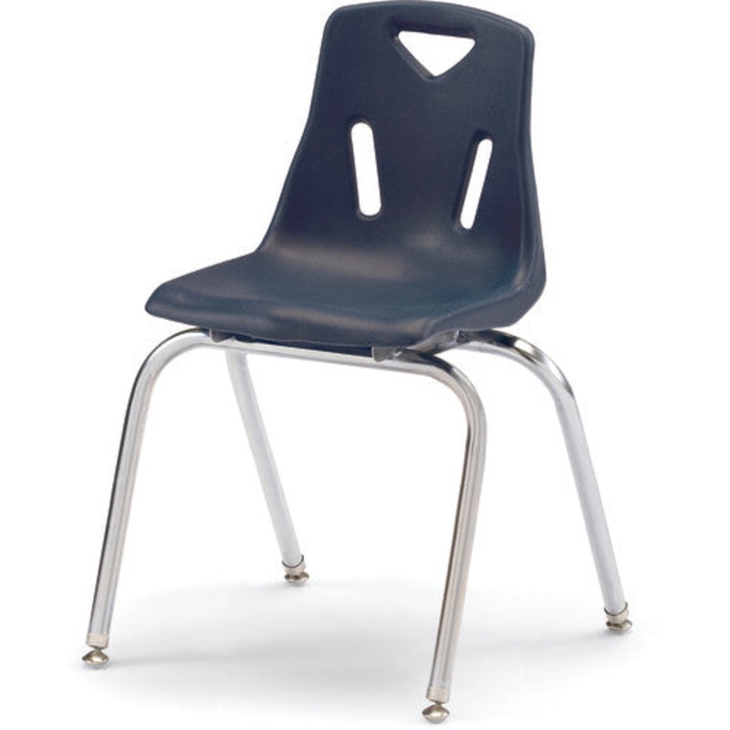 Berries Stacking Chair with Chrome-Plated Legs – 18″ Ht – Navy