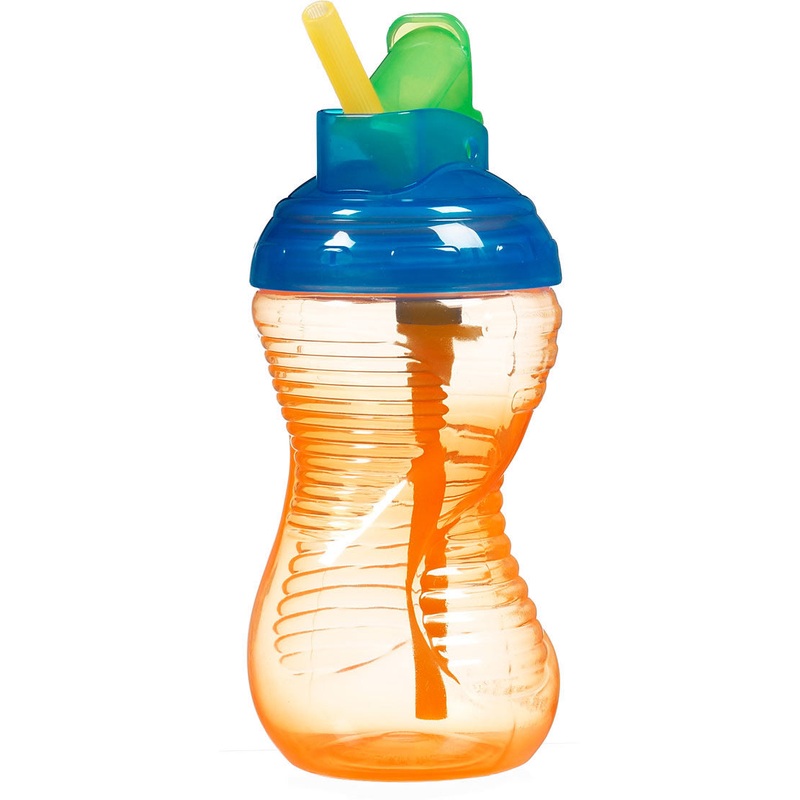 Munchkin Mighty Grip Flip Straw Cup, 10 oz – Orange/Blue