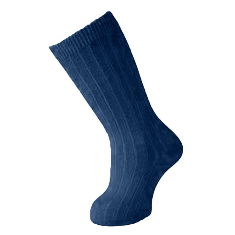 Ribbed Cotton Knee Socks – Navy