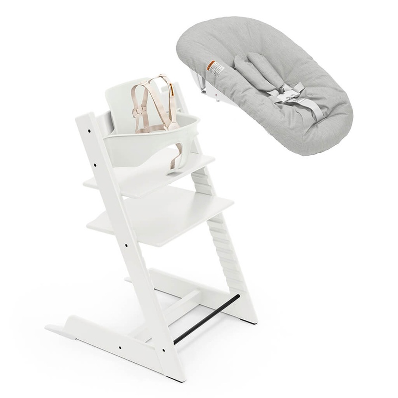Tripp Trapp High Chair 2 White and Newborn Grey Set