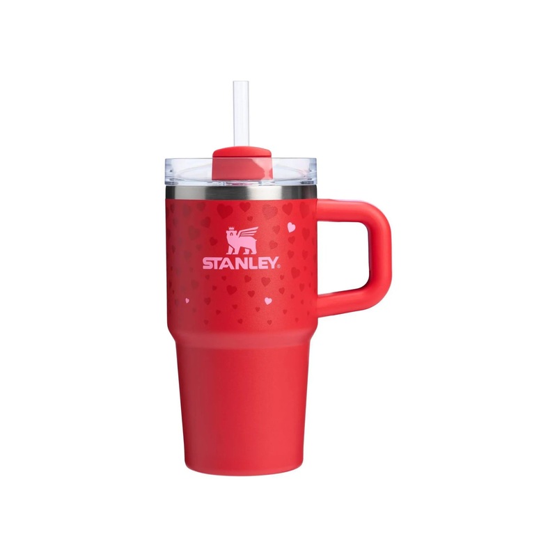 20 oz Stainless Steel H2.0 Flowstate Quencher Tumbler with handle Ruby Hearts