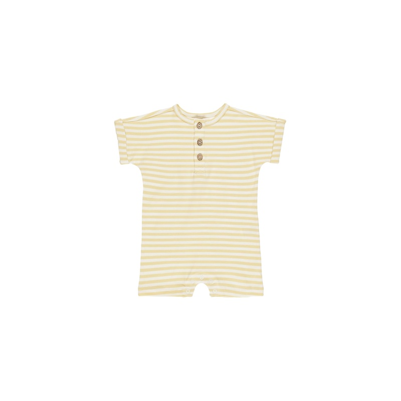 Quincy Mae Short Sleeve One-Piece – Yellow Stripe