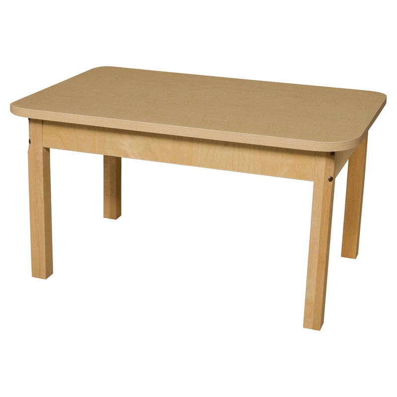24″ x 36″ Rectangle High Pressure Laminate Table with Hardwood Legs- 16″