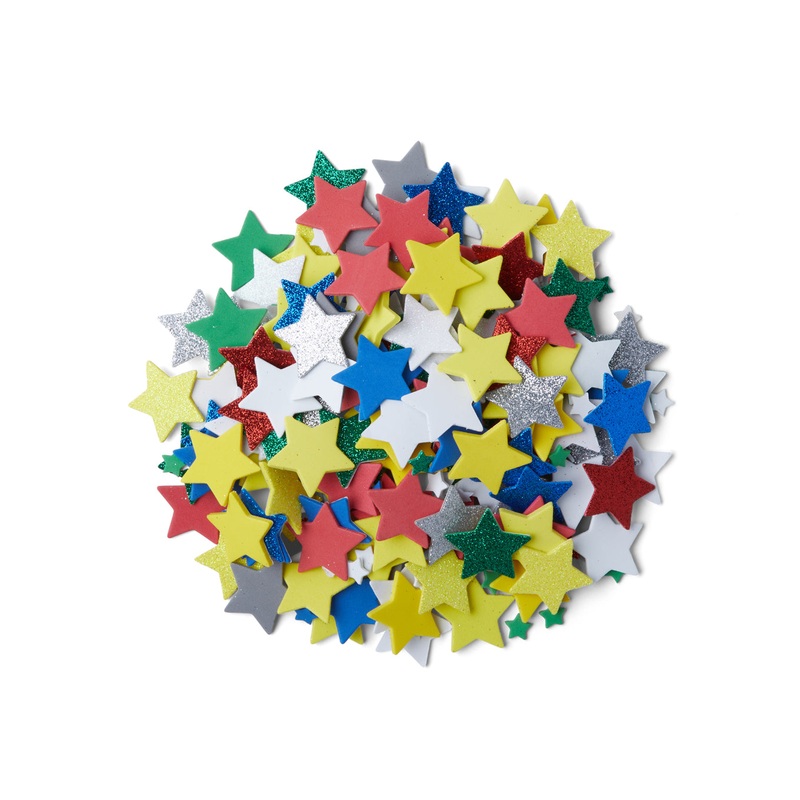 STARS WITH GLITTER FOAM STICKERS