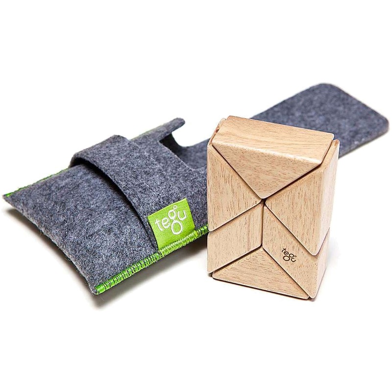 Tegu Pocket Pouch Prism 6 Piece Magnetic Blocks – Natural