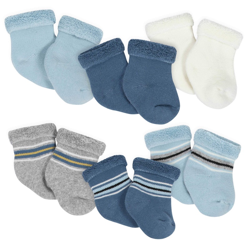 Gerber 6-Pack Baby Boys Dinosaur Wiggle-Proof Terry Bootie Socks