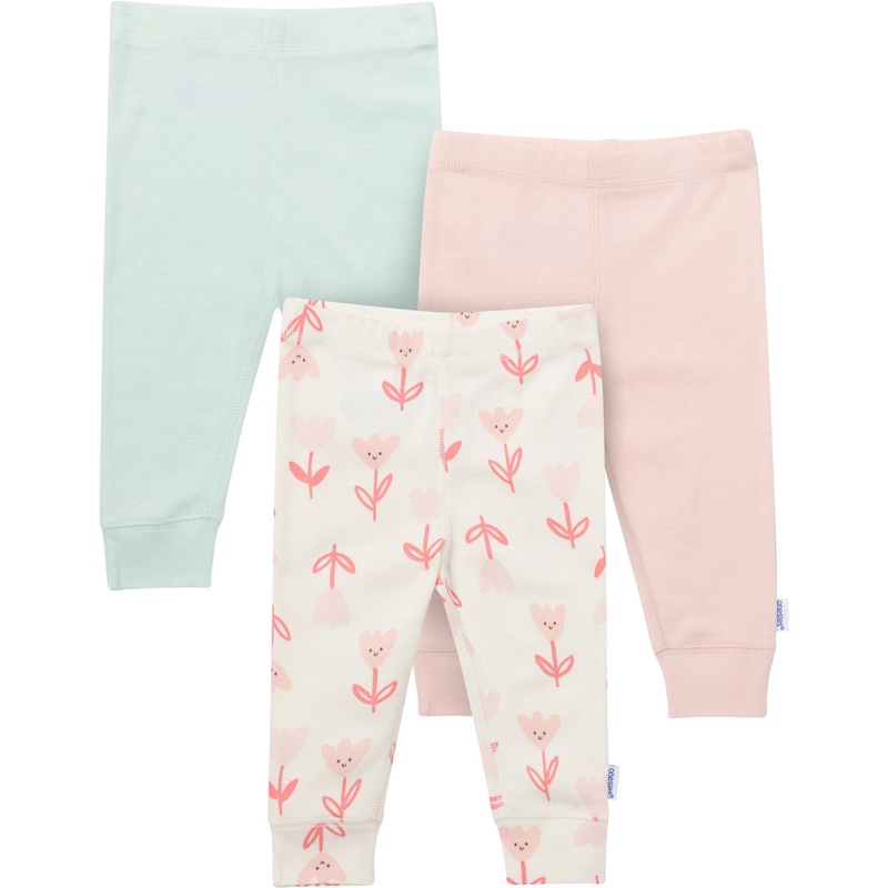 3-Pack Baby Girls Flowers Active Pants