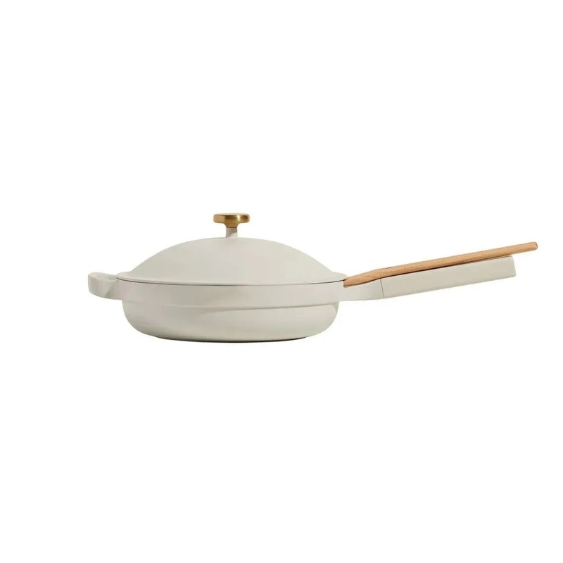 4pc Aluminum Ceramic Nonstick Always Pans Set Cream
