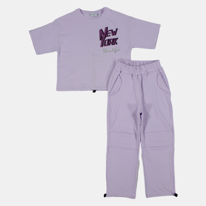 Girls Purple New York 2-Piece Outfit Set
