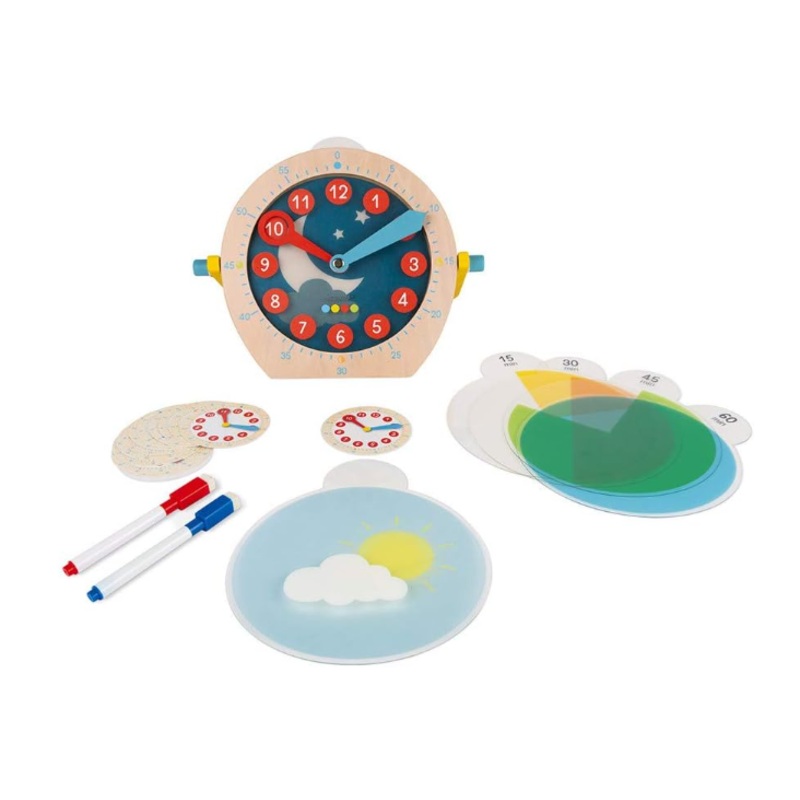Janod Learn to Tell Time Wooden Educational Teaching Clock