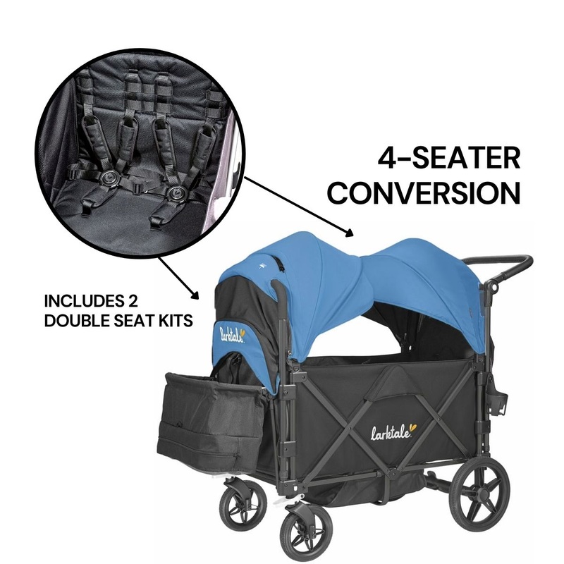 Larktale Caravan (4 Seater) Stroller Wagon Complete Bundle – Byron Black / Freshwater Blue