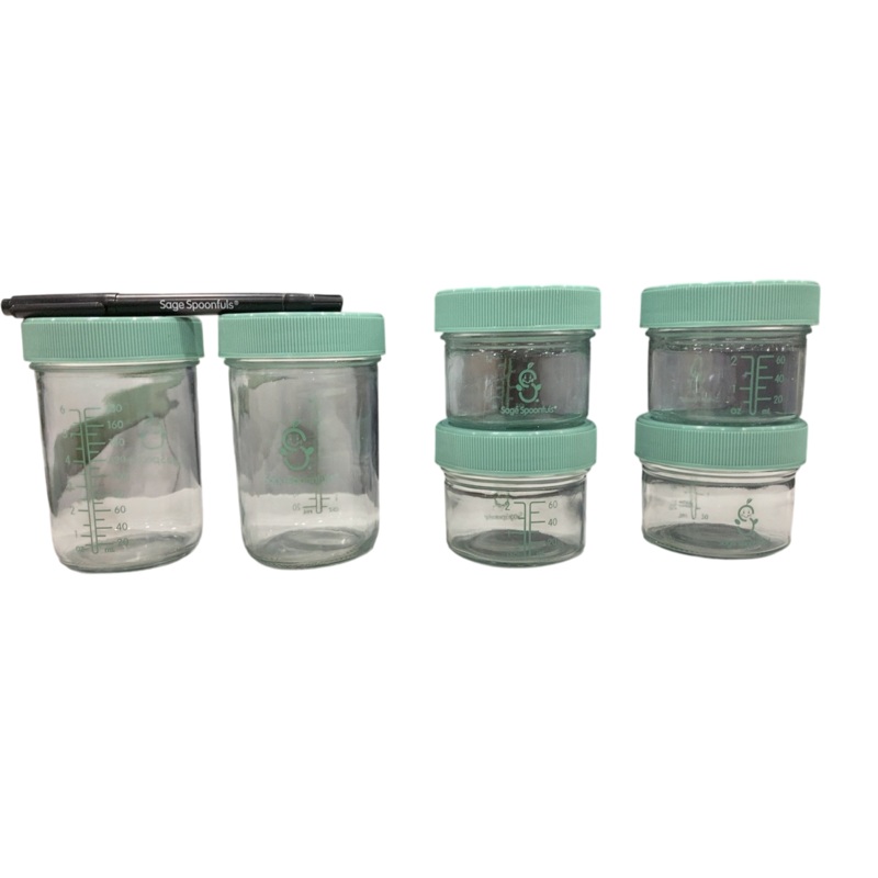 Sage Spoonfuls Glass Jar Containers, 6 Pack, 4oz/8oz