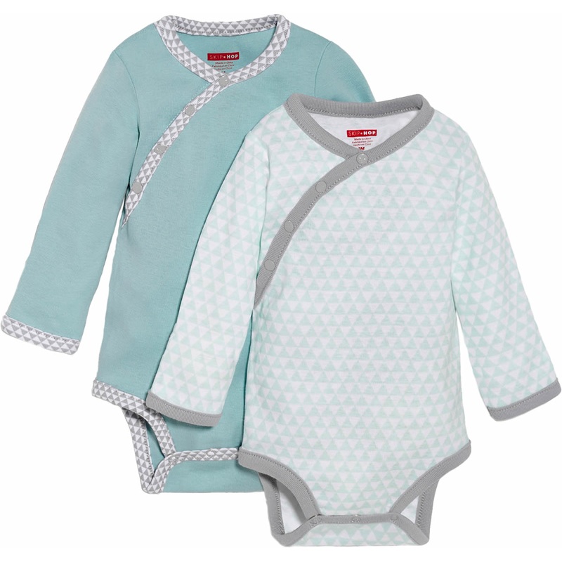 Skip Hop Petite Triangles 2-Pack Long Sleeve Bodysuits – Blue (9 Months)