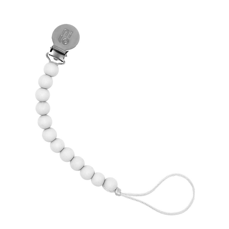 Small Silicone Beads Pacifier Holder White