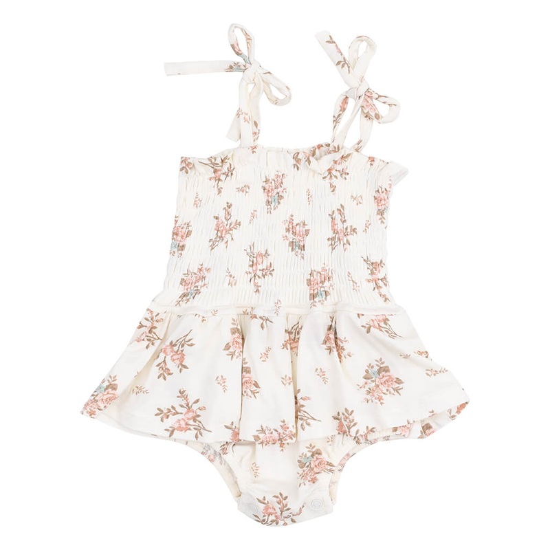 ADR  Smocked Bubble with Skirt Vintage Rosebuds