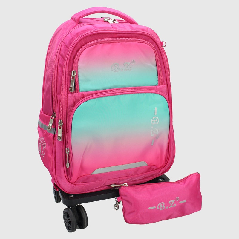 Faded Pink 18 Inches Trolley Backpack + Pencil Case