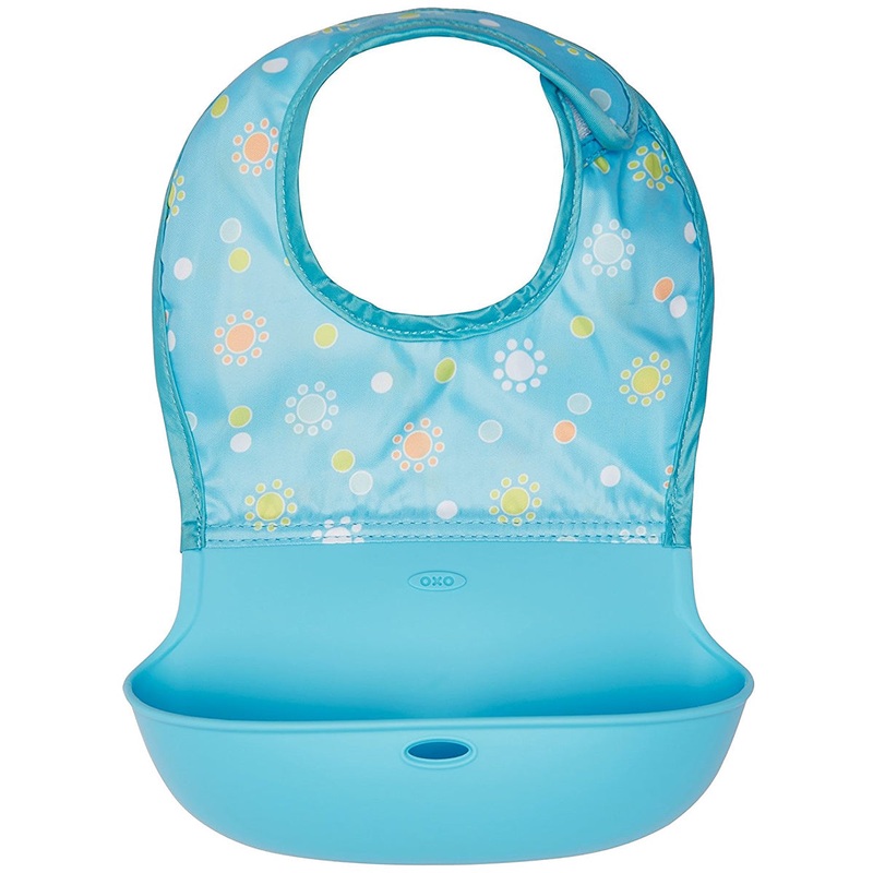 OXO Tot Roll Up Bib – Aqua Pattern