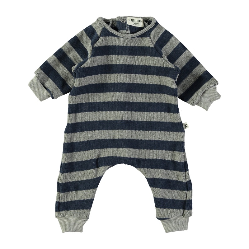 Petit Indi (Made in Spain) – Knit Jumpsuit – Navy + Grey Stripe