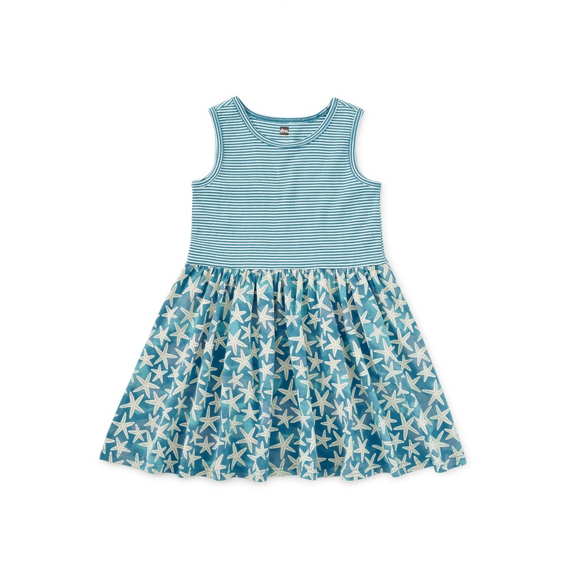 Tea Collection Print Mix Tank Skirted Dress – Watercolor Starfish