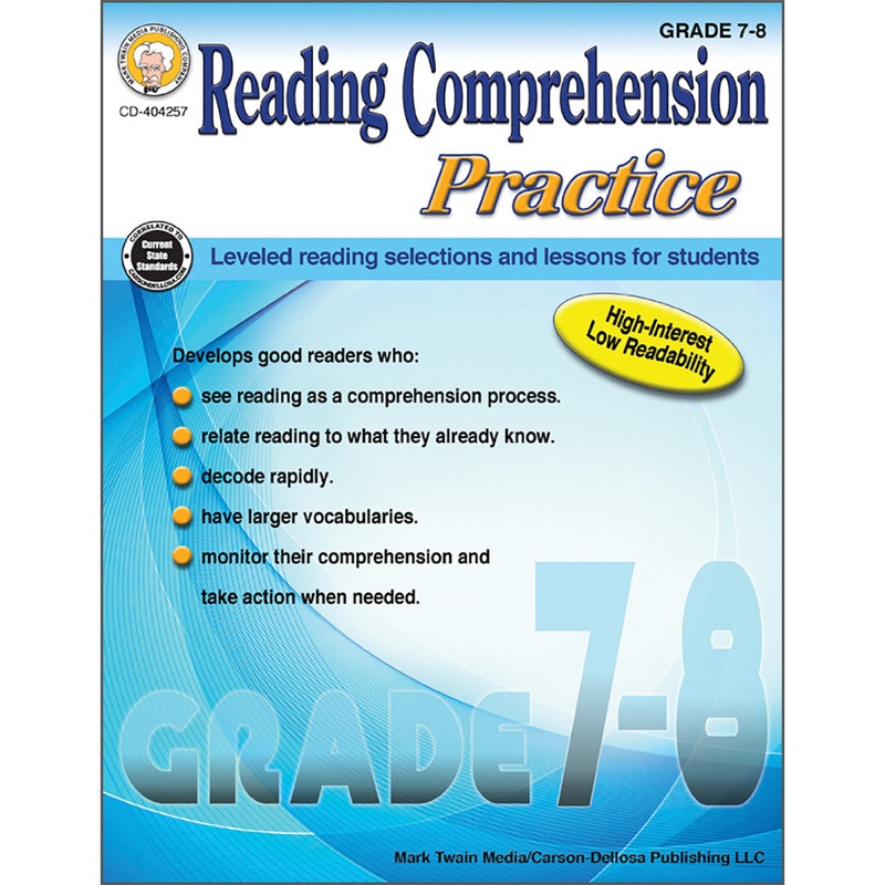 Reading Comprehension Practice Resource Book Grade 7-8 Paperback