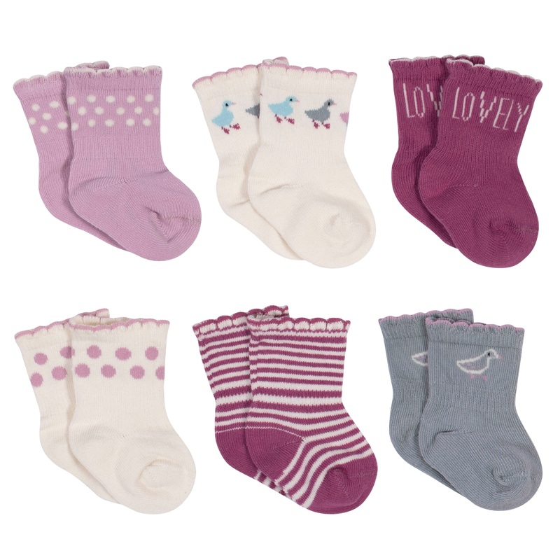 6-Pack Baby Girls Comfy Stretch Ducklings Wiggle Proof Socks