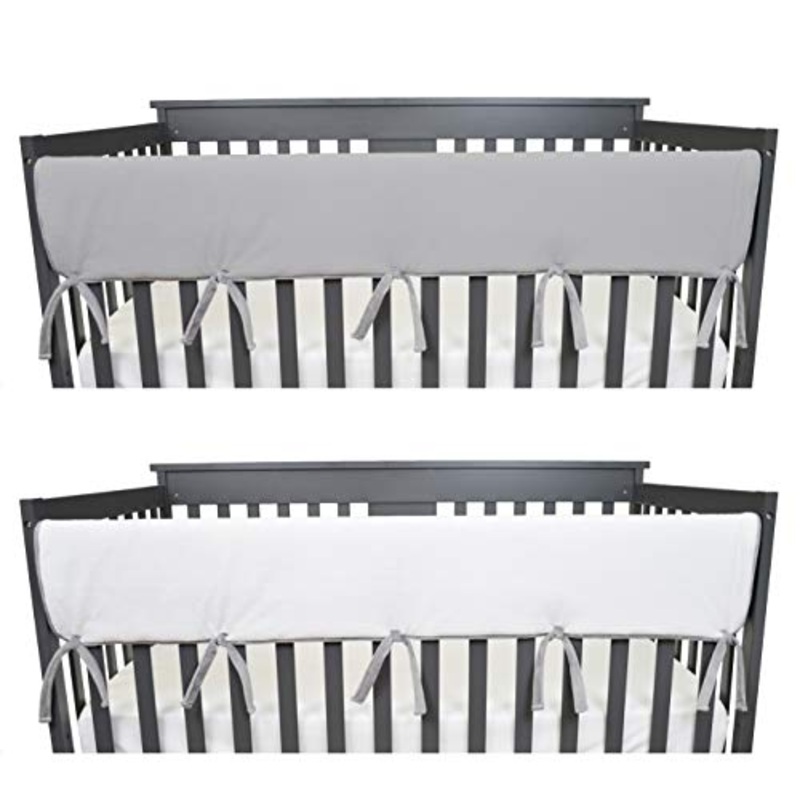 American Baby Crib Rail Covers, 2 Pieces, Grey, 27.5″x7″ (for Narrow Short/Side Crib Rails)