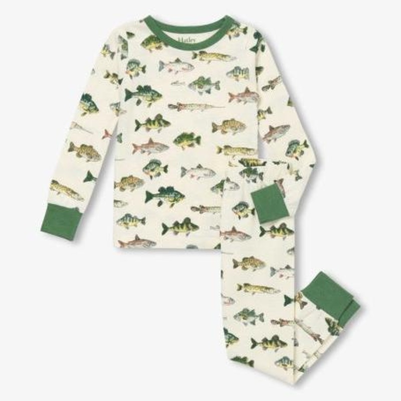 Hatley Real Fish Stretch Cotton Pajama Set | Cami Lace