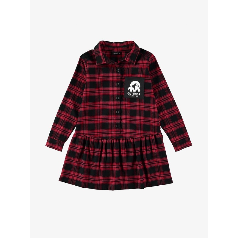 Plaid Short Dress – Red + Black