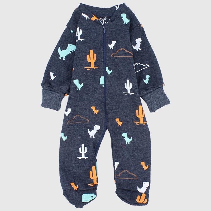 Wild Dino Long-Sleeved Baby Footie