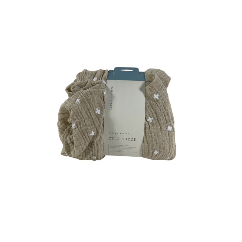 Little Unicorn Cotton Muslin Fitted Crib Sheet, Taupe Cross