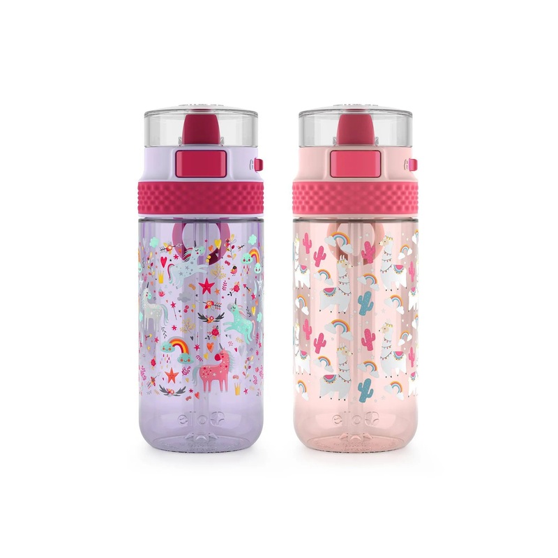 Stratus 16oz 2-Pack Plastic Kids’ Water Bottles – Pink/Purple