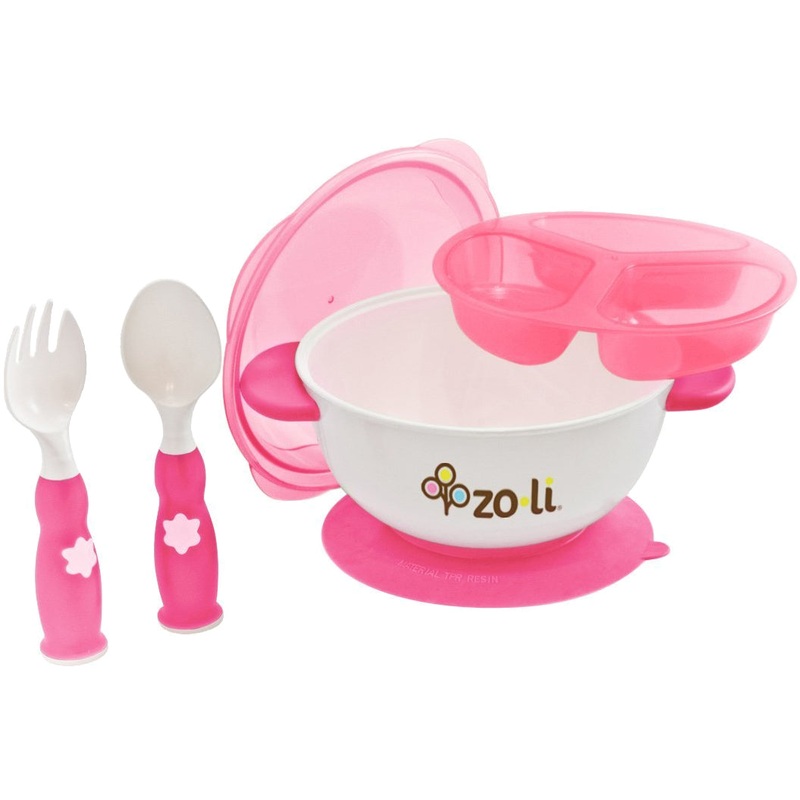 ZoLi Baby Stuck Suction Bowl Feeding Kit in Pink