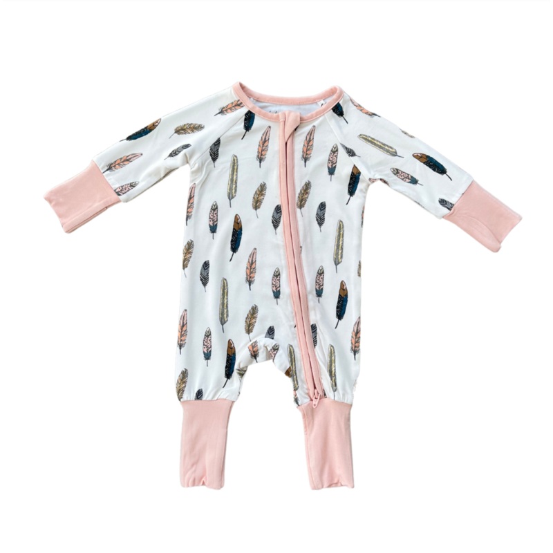 Babysprouts Long Sleeve Zip Romper – Feather