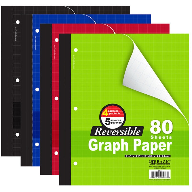 BAZIC 80 Ct. 8.5″ X 11″ Reversible 4″/5″ Quad Ruled Wireless Notebook