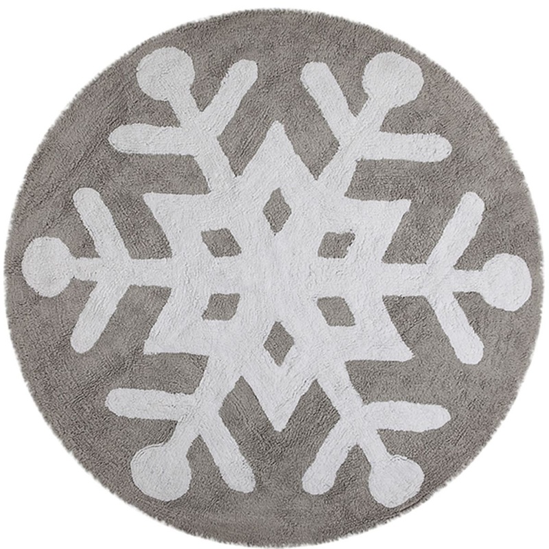 Lorena Canals Round Rug – Snowflake – Grey/White (4′ 8″)