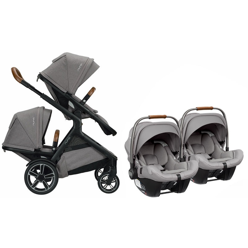 Nuna DEMI Grow + PIPA Lite LX Twin Travel System Bundle – Frost/Frost