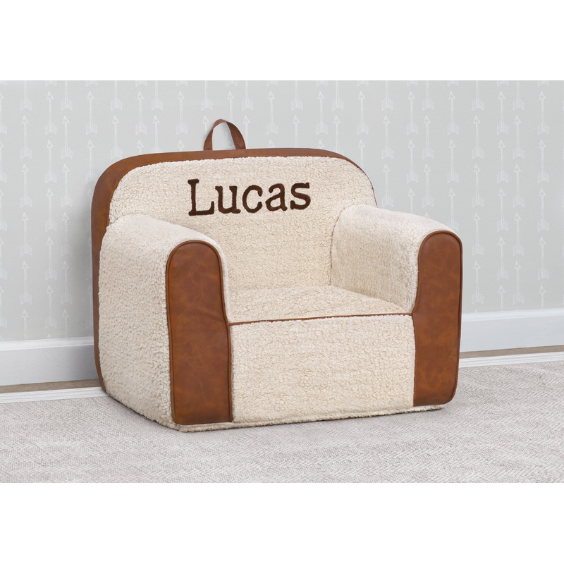 Personalized Cozee Sherpa and Faux Leather Chair for Kids