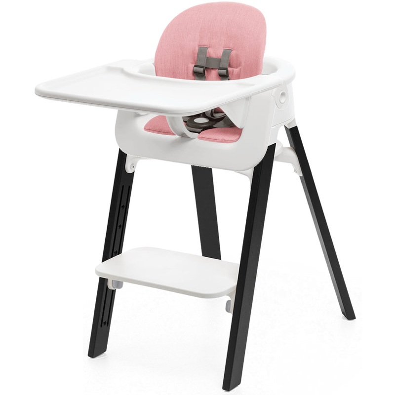 Stokke Steps Complete High Chair with Cushion – White/Oak Black/Pink