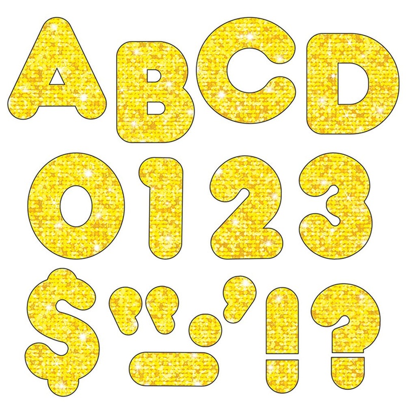 Yellow Sparkle 4-Inch Casual Uppercase Ready Letters