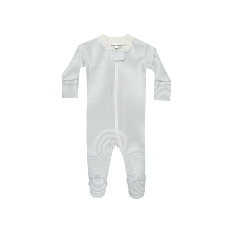 Quincy Mae Zip Long Sleeve Sleeper Footie – Sky Micro Stripe
