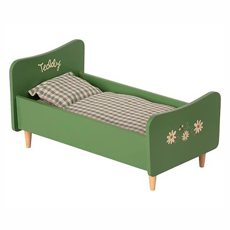 Teddy Dad Wooden Bed Toy Dusty Green