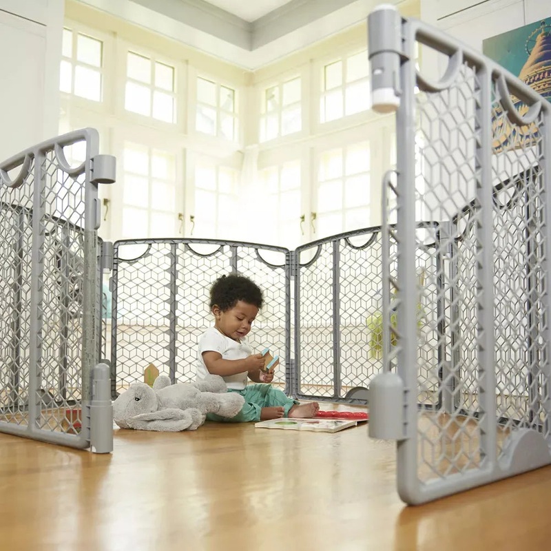 Versatile Play Space Adjustable 8-Panel Play Area – Cool Gray