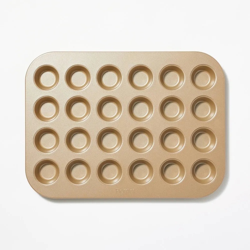 24ct Nonstick Aluminized Steel Mini Muffin Baking Pan Gold