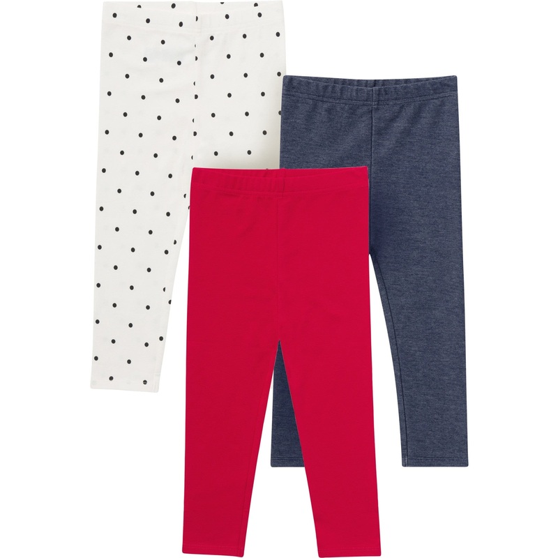 3-Pack Baby & Toddler Girls Red, Blue and Polka Dot Leggings