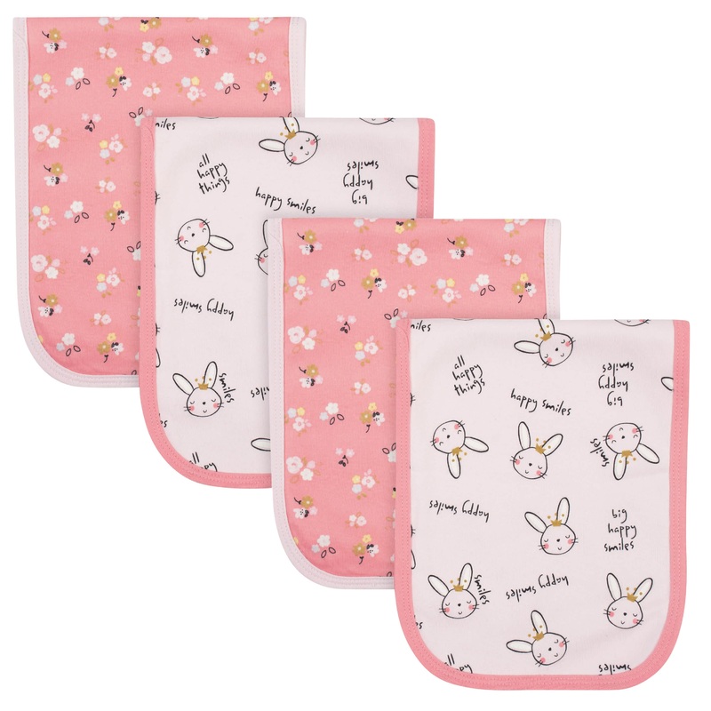 4-Pack Baby Girls Ballerina Terry Burp Cloths