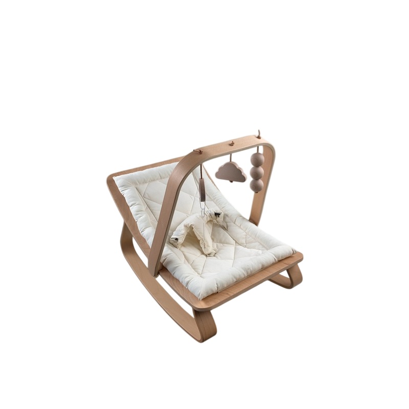 Charlie Crane LEVO Rocker With Activity Arch, Beech, Organic Milk