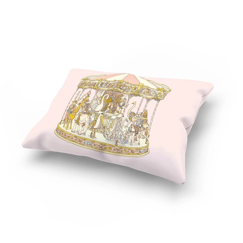 Satin Cushion Carousel Pink
