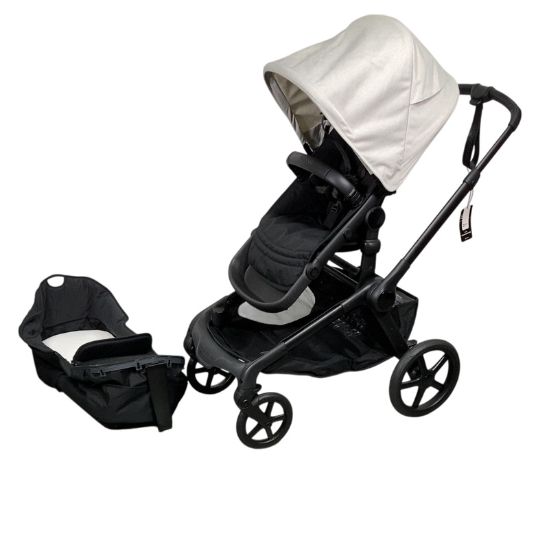 Bugaboo Kangaroo Single To Double Stroller, 2024, Black, Midnight Black, Misty White