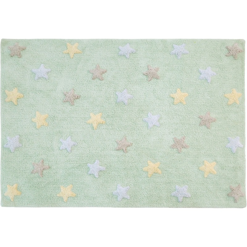 Lorena Canals Tricolor Stars Rug – Soft Mint (4′ x 5′ 3″)
